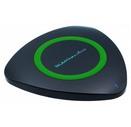 Qumann QWC-01 Wireless Delta Qi Charger Black/Green ring 50513 Беспроводное зарядное устройство  QUMANN - bologoe-experts.ru – фото 1