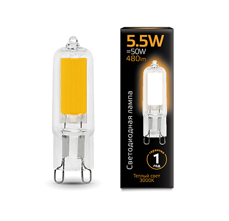 Gauss LED G9 AC220-240V 5.5W 480lm 3000K Glass 1/10/200 10780910 GAUSS - bologoe-experts.ru – фото 2
