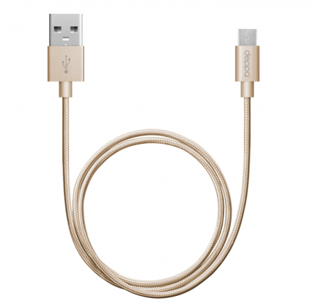 Deppa Alum USB Type-C - USB Type-C, алюминий/нейлон, USB 2.0, 3A, 1.2м, 1.2м, золото, Deppa 7 Кабель DEPPA - bologoe-experts.ru – фото 1