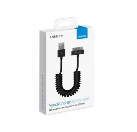 Deppa USB - Apple 30-pin 1.5m черный (72119) Кабель DEPPA - bologoe-experts.ru – фото 1