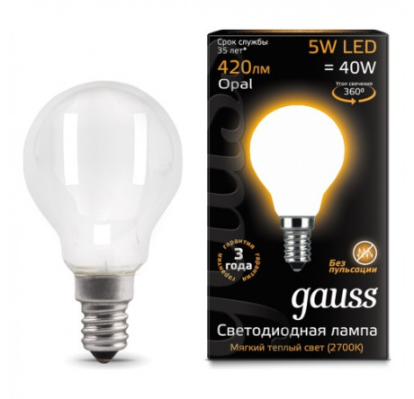 GAUSS LED FILAMENT GLOBE E14 5W GAUSS - bologoe-experts.ru – фото 1