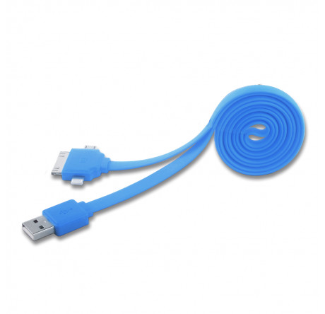 Harper CCH-401 blue Кабель USB на 3: microUSB + 30pin + Lightning; 0,3 м HARPER - bologoe-experts.ru – фото 1