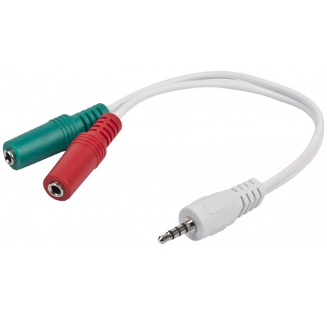 Gembird CCA-417W, джек3.5 4pin->джек3.5 стерео + 3.5 микрофон моно, длина 20см, белый	 Кабель  GEMBIRD - bologoe-experts.ru – фото 1