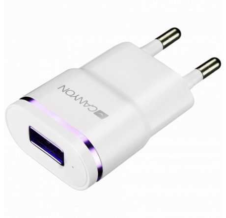 Canyon Universal 1xUSB AC charger (in wall) with over-voltage protection, plus light Адаптер питания CANYON - bologoe-experts.ru – фото 1