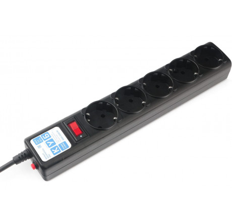 Сетефой фильтр Power Cube SPG5-10M 10 м 5 розеток черный графит  Power Cube - bologoe-experts.ru – фото 1