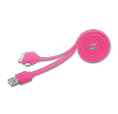 Harper CCH-401 pink Кабель USB на 3: microUSB + 30pin + Lightning; 0,3 м HARPER - bologoe-experts.ru – фото 1