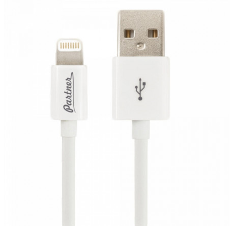 Partner MFI USB 2.0 - Apple iPhone/iPod/iPad с разъемом 8pin 1м белый ПР033368 Кабель  PARTNER - bologoe-experts.ru – фото 1