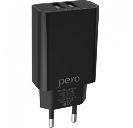 PERO TC02 2USB 2.1A черный СЗУ  PERO - bologoe-experts.ru – фото 1