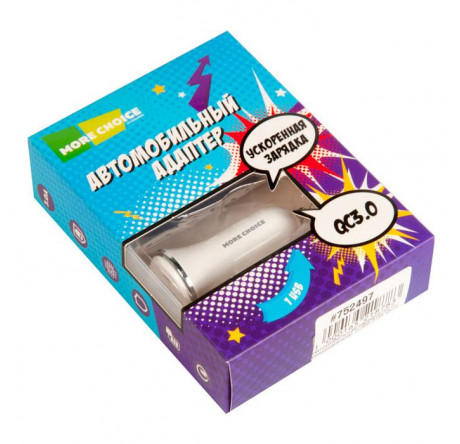 More choice AC22QC 1USB 3.0A QC3.0 АЗУ быстрая зарядка белый MORE CHOICE - bologoe-experts.ru – фото 1
