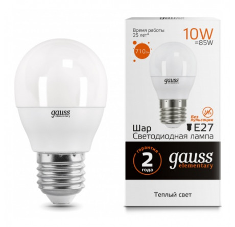 GAUSS LED ELEMENTARY ШАР 10W E27 GAUSS - bologoe-experts.ru – фото 1