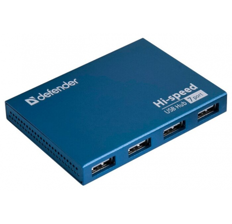 Defender USB Septima Slim USB2.0, 7портов,блок питания2A Разветвитель  Defender - bologoe-experts.ru – фото 1