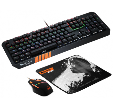 Canyon 3in1 Gaming set Keyboard with rainbow LED(104 keys), Mouse with RGB(DPI 800/160 Игровой набор CANYON - bologoe-experts.ru – фото 1