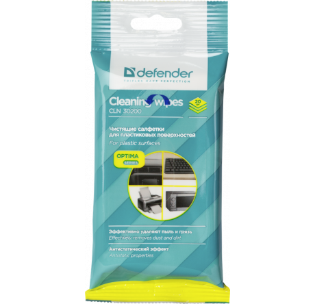 Defender CLN 30200 Optima 20 шт,пакет с подвесом для поверхностей Салфетки  Defender - bologoe-experts.ru – фото 1