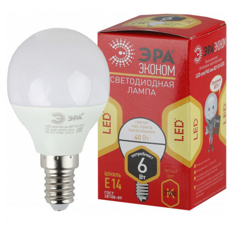 ECO LED P45-6W-827-E14 ЭРА ЭРА - bologoe-experts.ru – фото 1