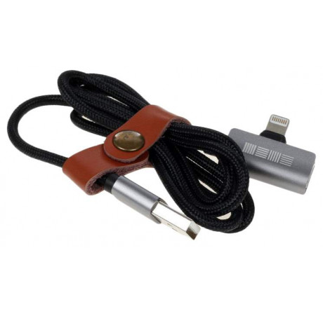 Interstep Lightning, ChargeN Listen,1м,Blck/SpG,TPE,мет.кон Кабель  INTERSTEP - bologoe-experts.ru – фото 1