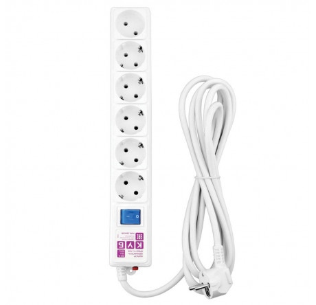 Сетевой фильтр Power Cube 1,9 м 6 розеток (белый) 16А/3,5кВт Power Cube - bologoe-experts.ru – фото 1